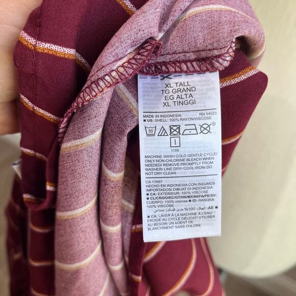 Old Navy XL Tall Burgundy Striped Long Sleeve Midi Dress Casual Work Fall Outfit - Picture 6 of 11